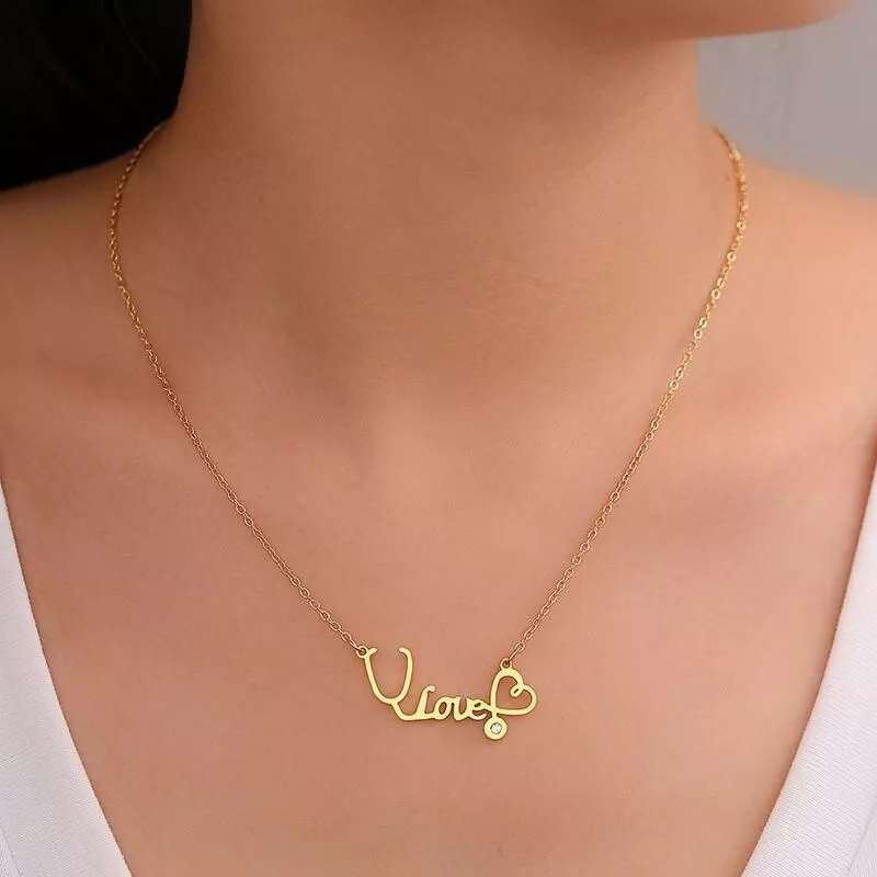 Stainless Steel Necklaces New Design Stethoscope Love Crystal Zircon Pendant High-end Sense Chain Necklace For Women Jewelry Stainless Steel Necklaces New Design Stethoscope Love Crystal Zircon Pendant High-end Sense Chain Necklace For Women Jewelry